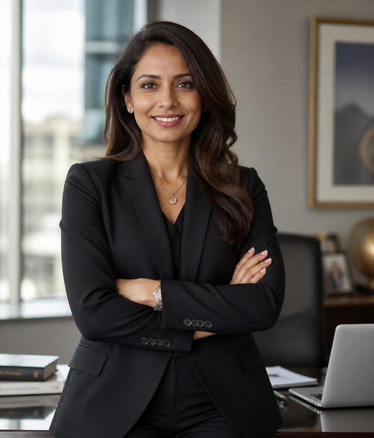 Confident empowered professional woman executive leading with authority